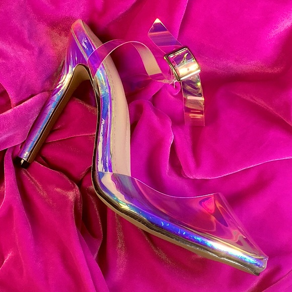 Unicorn Gloss PVC Anklet Spike Heels NEW 5.5-10 - Picture 3 of 13